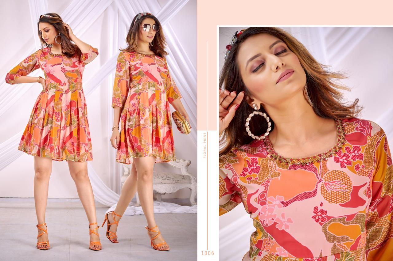 Wild Flower By Poonam Georgette Kurti Catalog